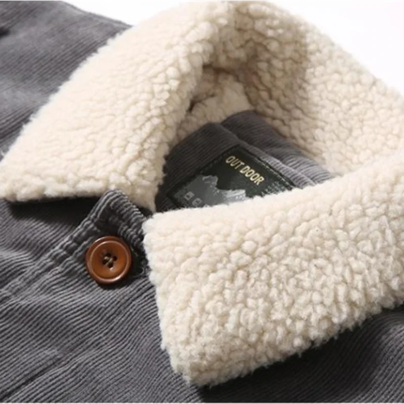 Corduroy Button Up Fleece Jacket