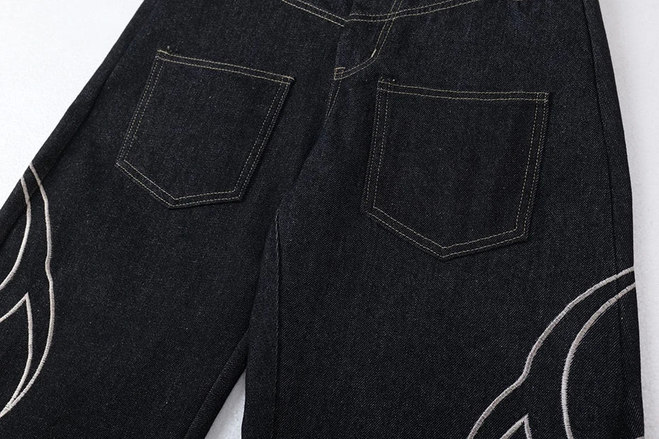 Embroidery 'Arch' Baggy Jeans