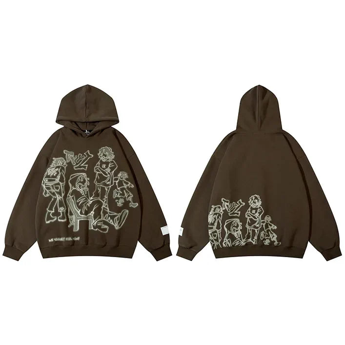 We V Cartoon Sketch Hoodie
