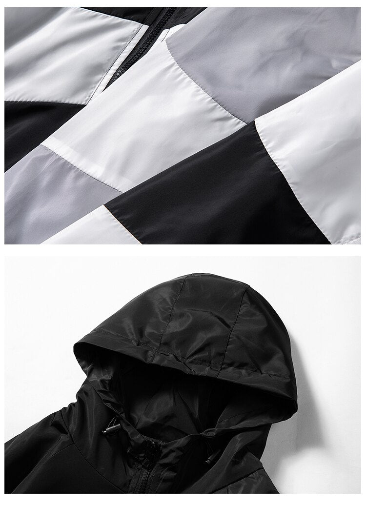 Horizontal Broad Stripe Zipper Hoodie