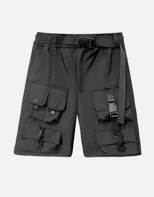 Darkwear Multiple Cargo Buckles Pockets Shorts