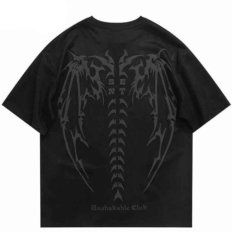 Spinal Cord Devil Wings Skeleton T-Shirt