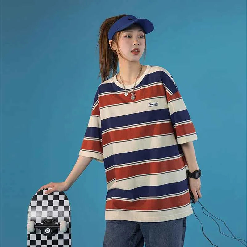 SQ2 Multi Striped Color Loose T-Shirt