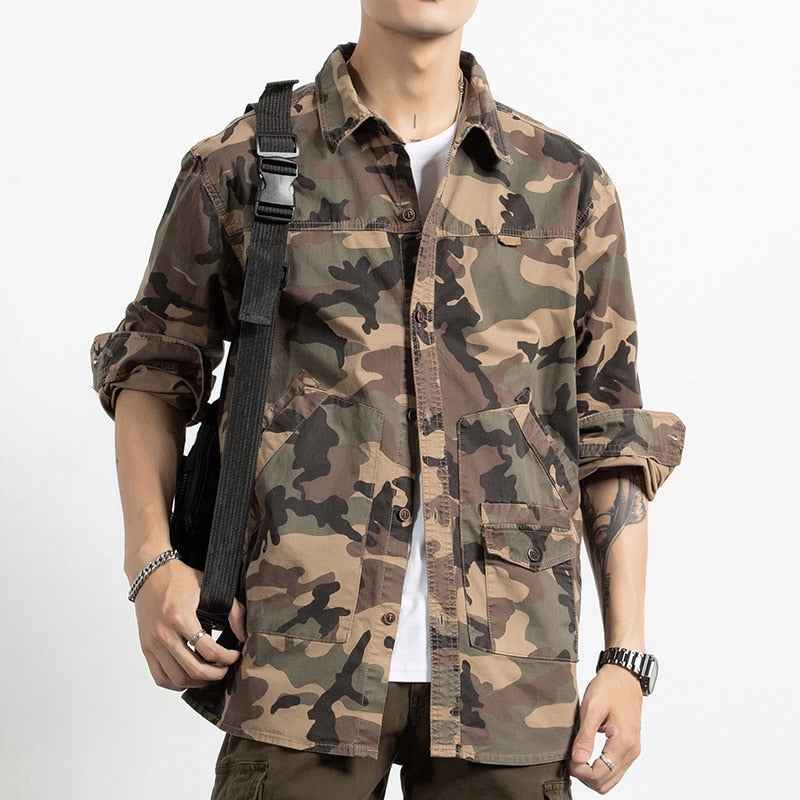 Classic Safari Camo Style Patch Pocket Jacket
