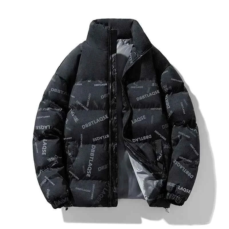 Writing Style Two Tone Zipper Padded Jacket