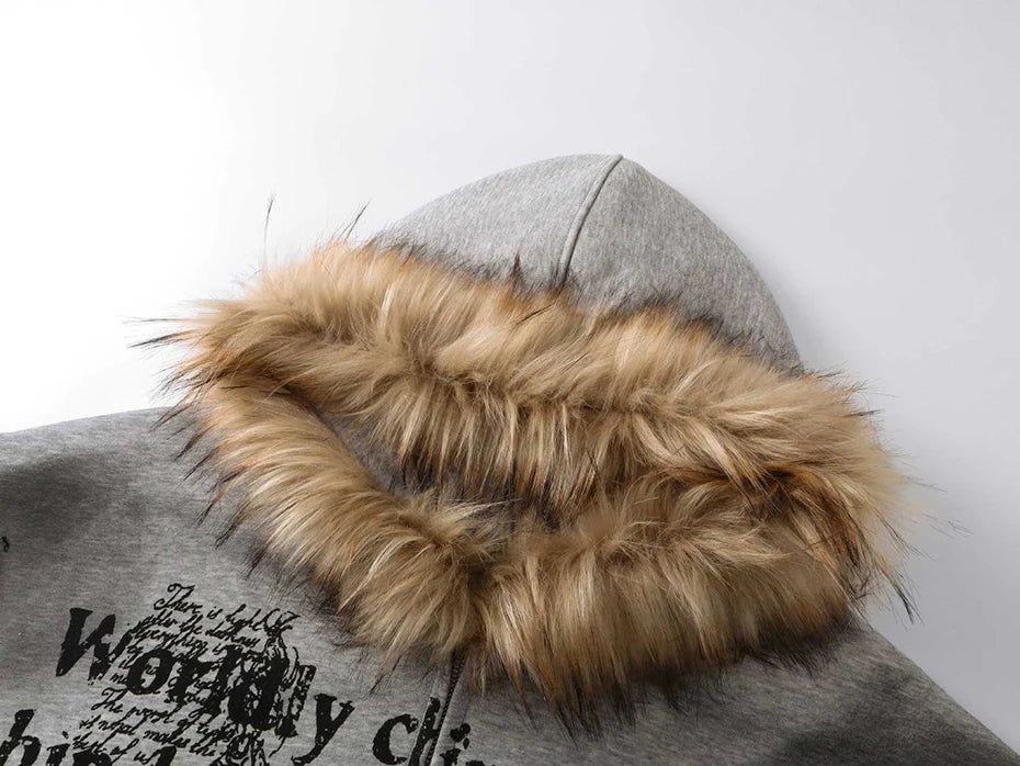 Sinful Zip Up Fur Hooded Jacket