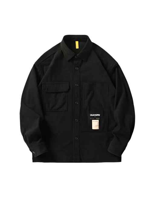 Corduroy Waffle Plaid Semi Collar Overshirt