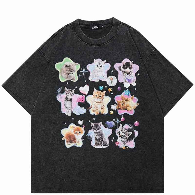 Pitch Dark Star Kitten Graphic T-Shirt