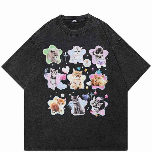Pitch Dark Star Kitten Graphic T-Shirt
