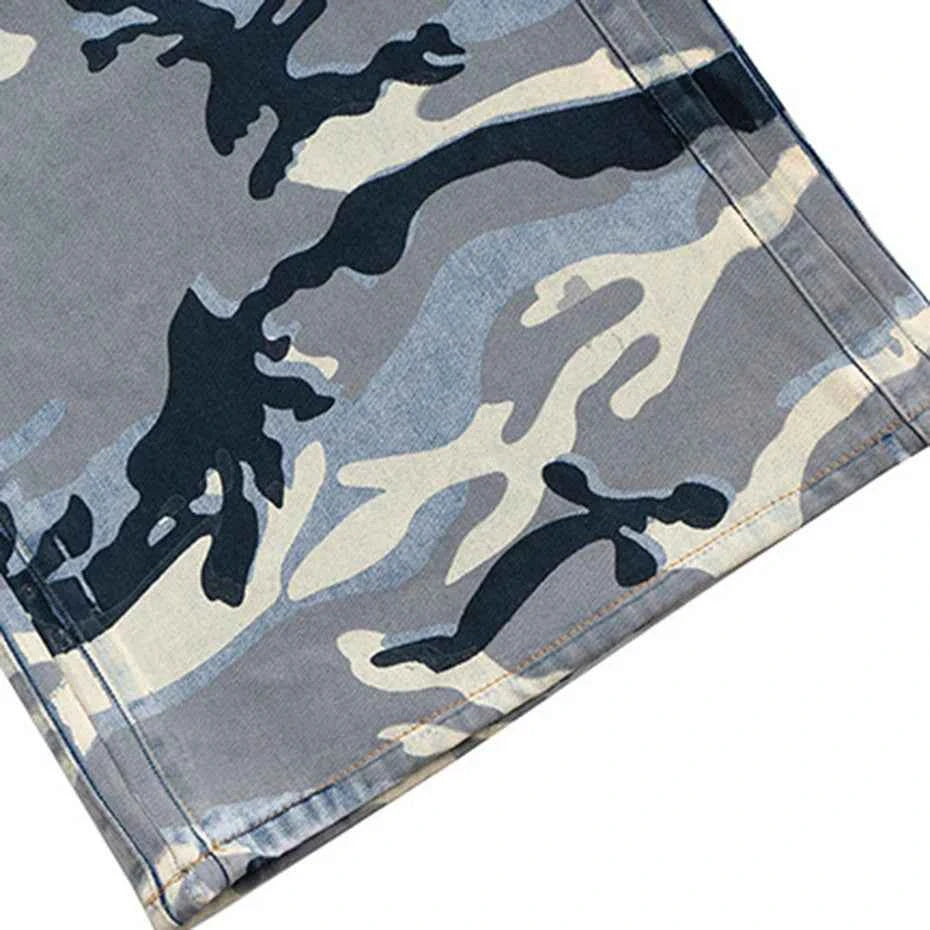 Blue Camo Wide Leg Pants
