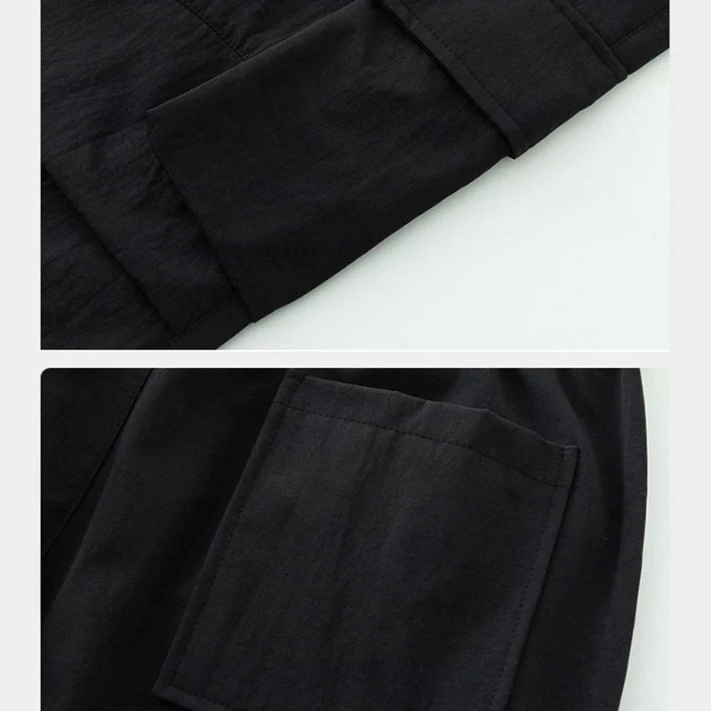 Plain Color Hiking Style Knee Pocket Pants