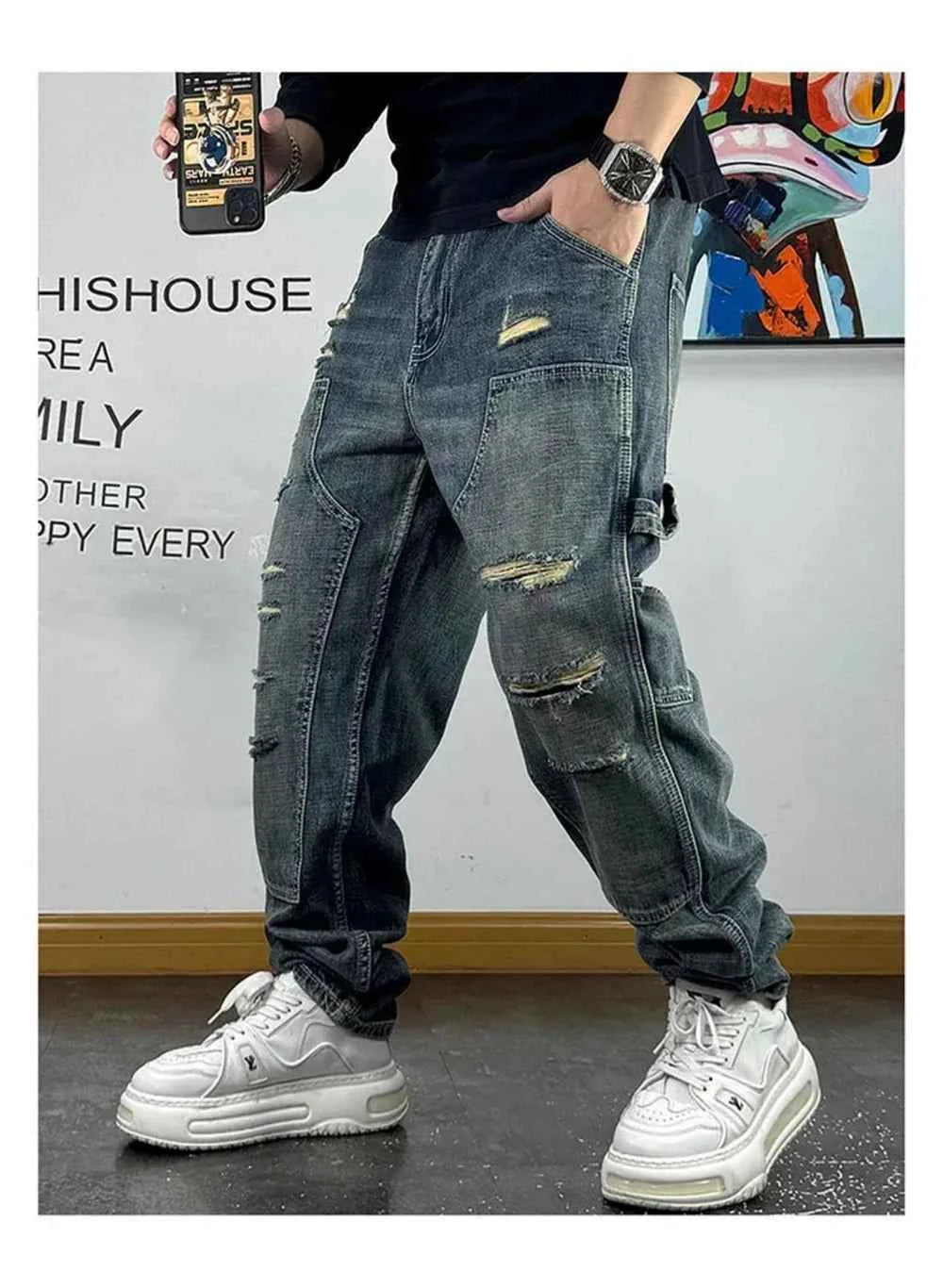 Ripped Denim Carpenter Jeans