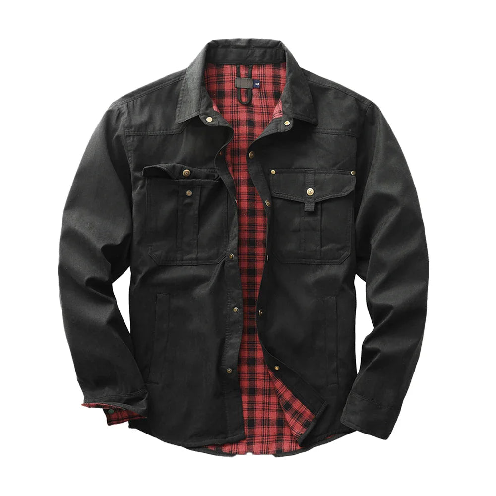 Flannel Lined Plaid Button-Up Jacket