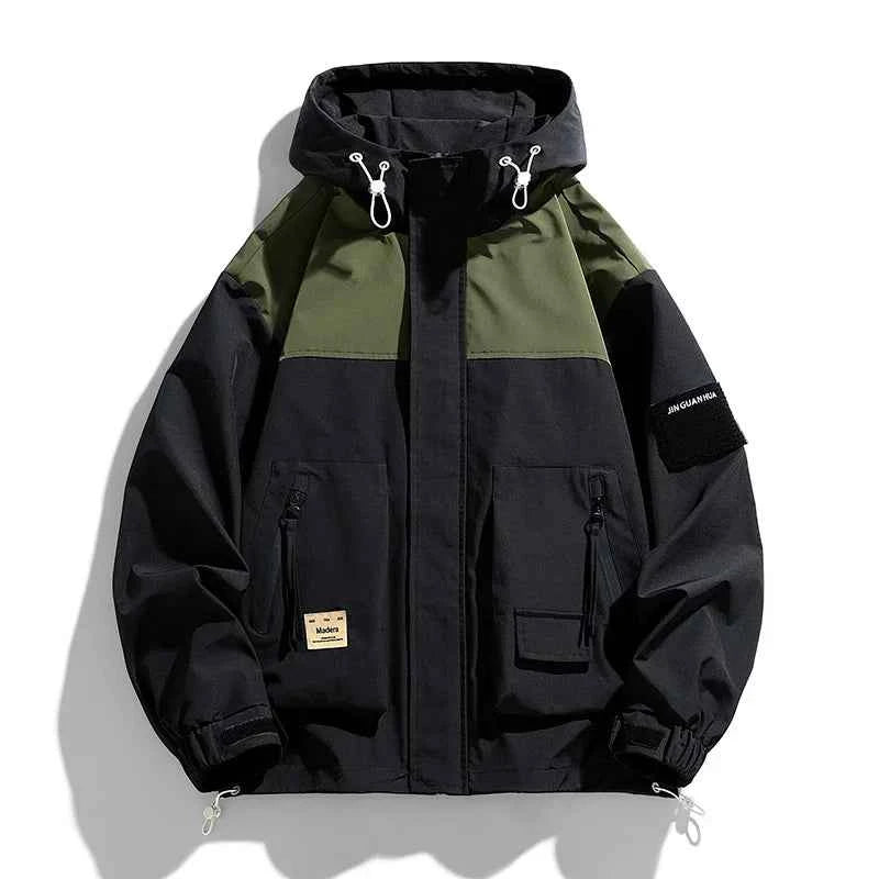 High Neck Two Tone Cargo Bomber Jacket