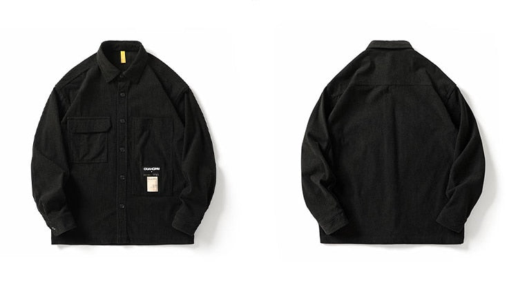Corduroy Waffle Plaid Semi Collar Overshirt