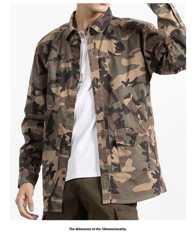 Classic Safari Camo Style Patch Pocket Jacket