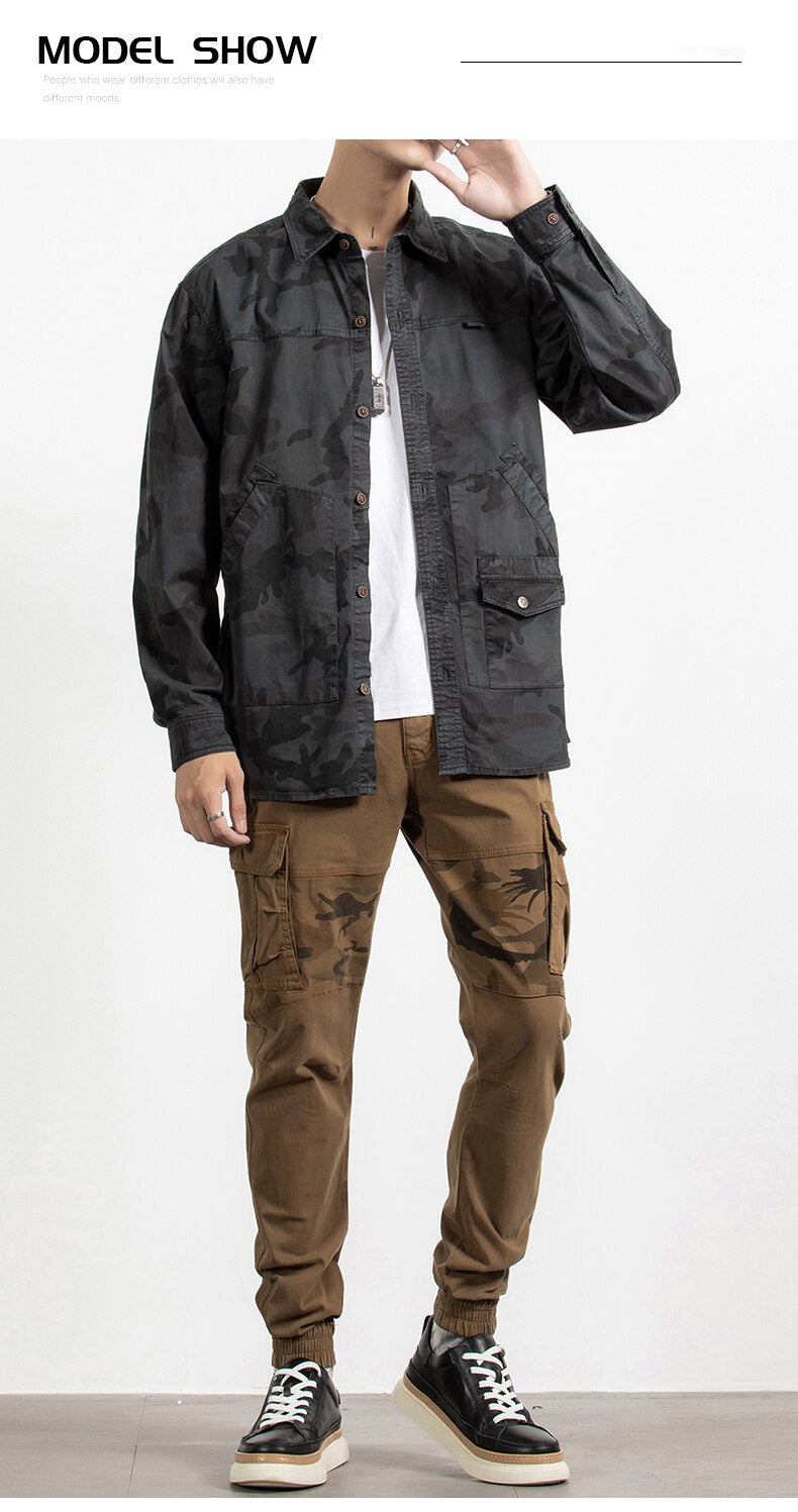 Classic Safari Camo Style Patch Pocket Jacket