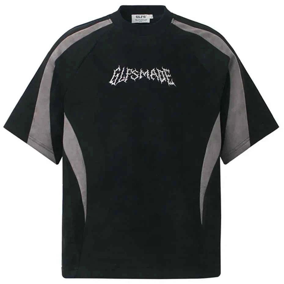 Streetwear Suede T Shirts Patchwork Oversized Hip Hop T-shirts