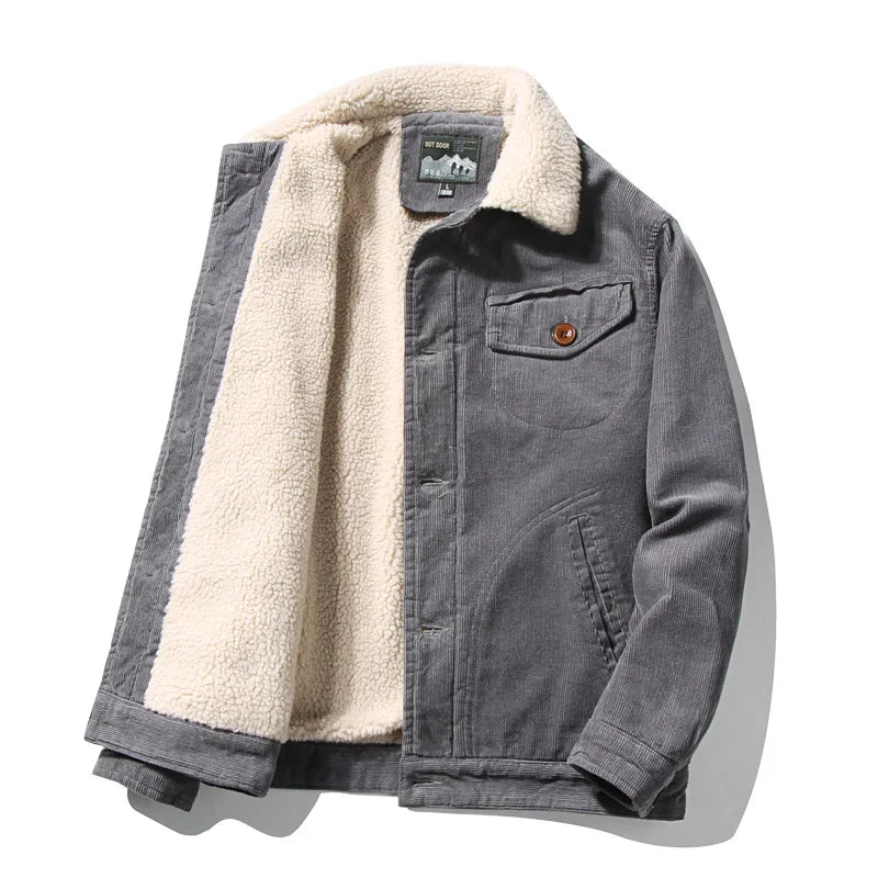 Corduroy Button Up Fleece Jacket