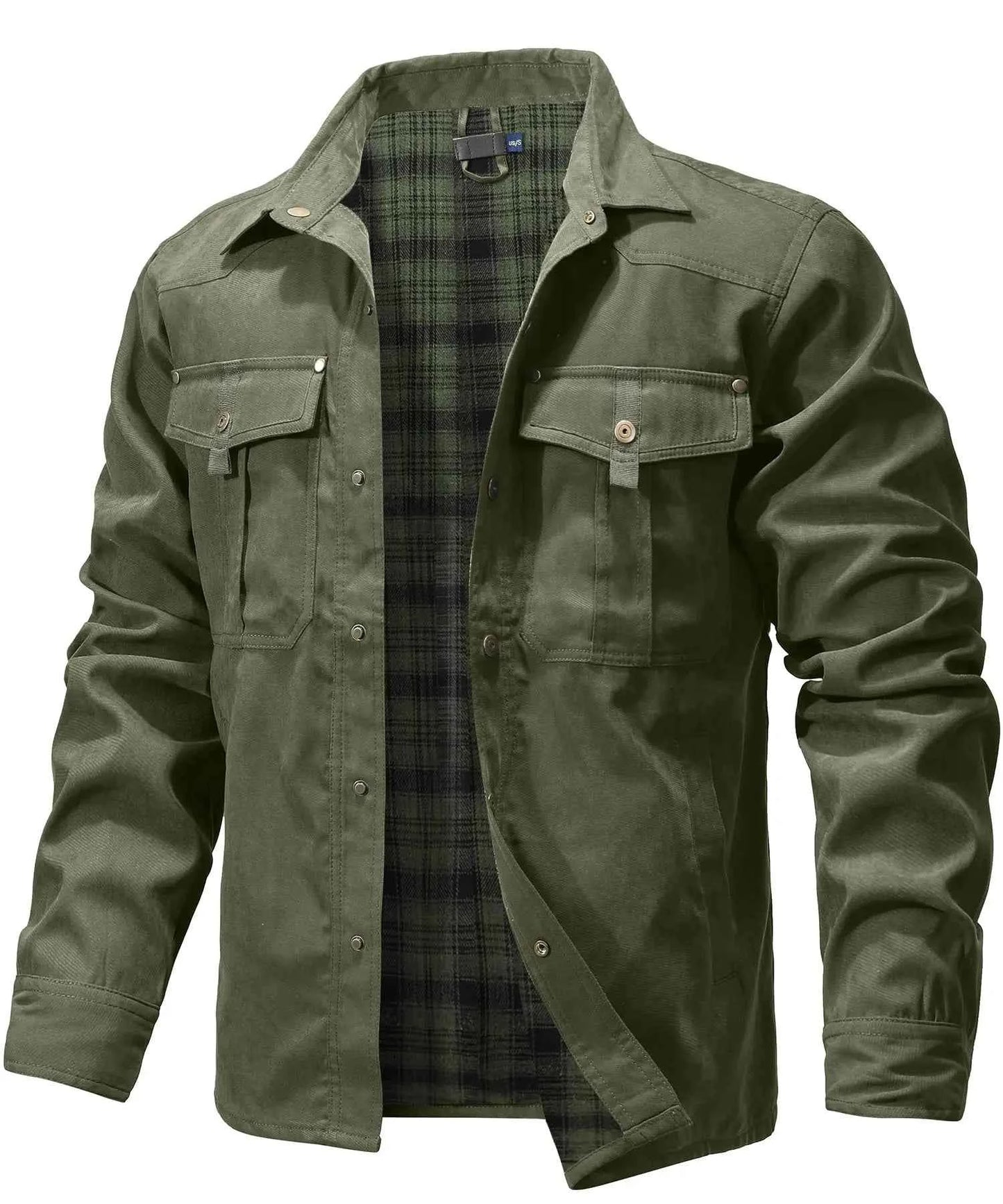 Flannel Lined Plaid Button-Up Jacket