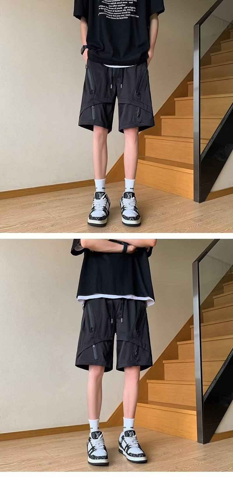 Multi Zipper Style Elastic Waist Shorts