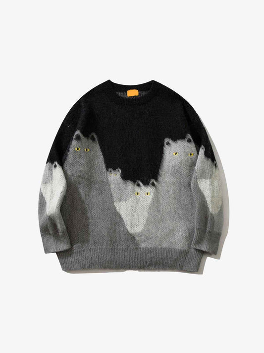 Cat Graphic Knitted Sweater