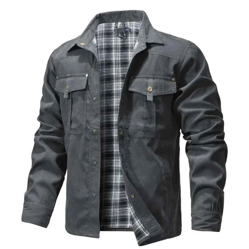 Flannel Lined Plaid Button-Up Jacket
