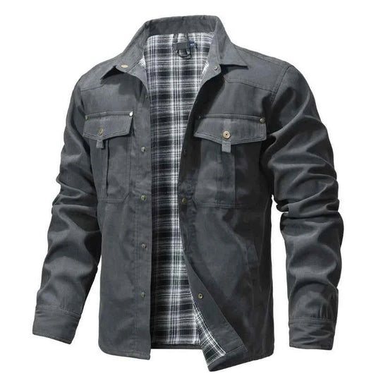 Flannel Lined Plaid Button-Up Jacket