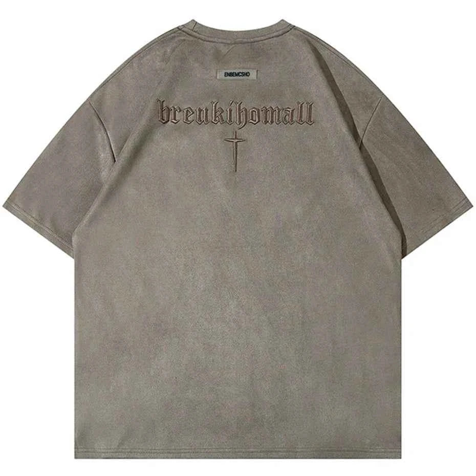 Suede Oversized Streetwear Tshirts