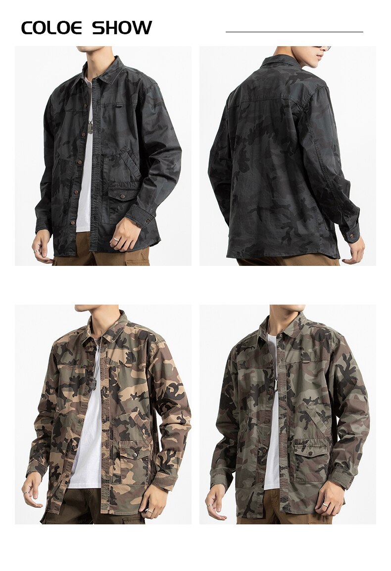 Classic Safari Camo Style Patch Pocket Jacket