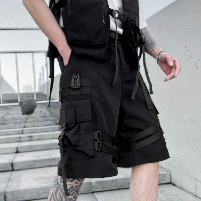 Techwear Multi Pocket Buckles Cargo Shorts