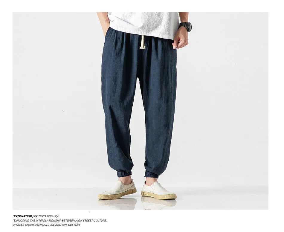 Drawstring Cropped Elastic Waist Casual Pants