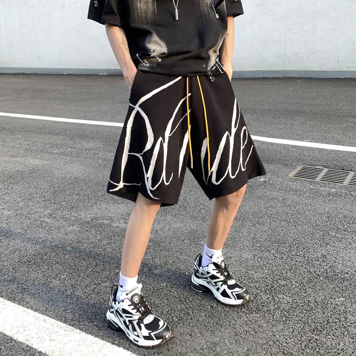 Letter Foam Y2K Knee Length Shorts