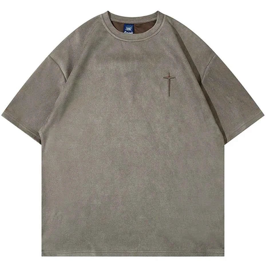 Suede Oversized Streetwear Tshirts