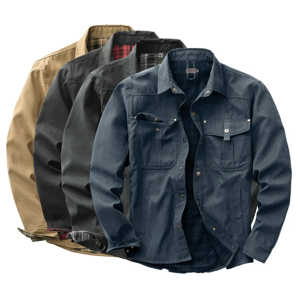 Flannel Lined Plaid Button-Up Jacket