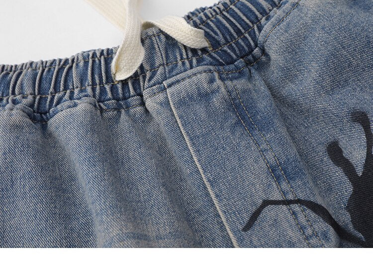Tarantula Spider Graphic Denim Shorts