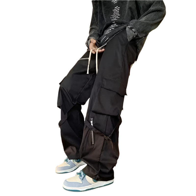 Zipper And Strap Loose Style Pant