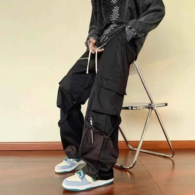 Zipper And Strap Loose Style Pant