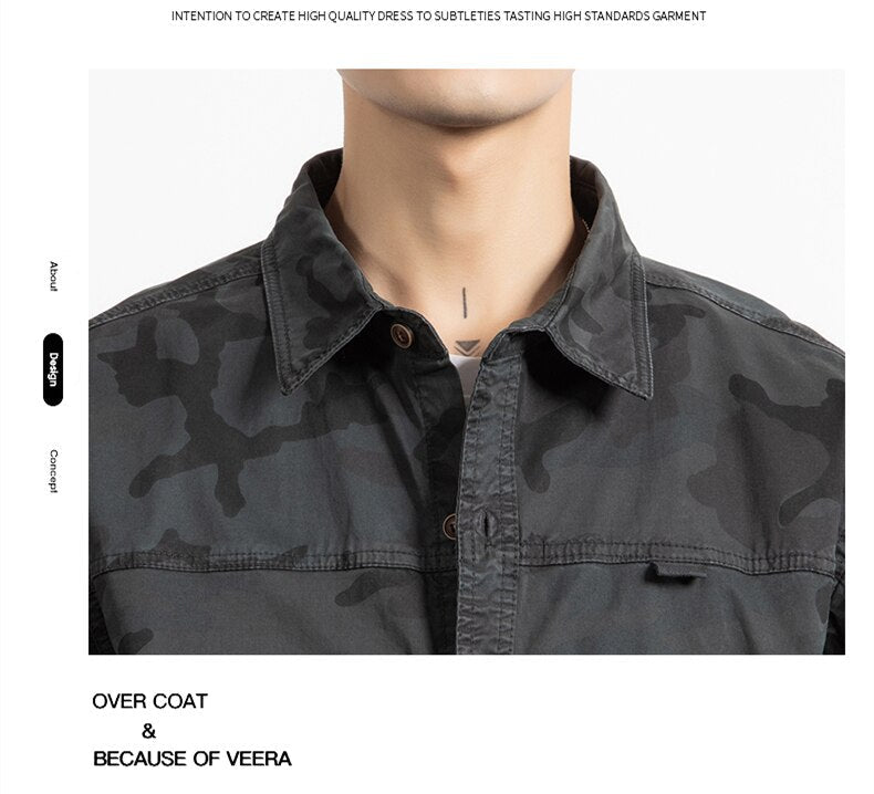 Classic Safari Camo Style Patch Pocket Jacket