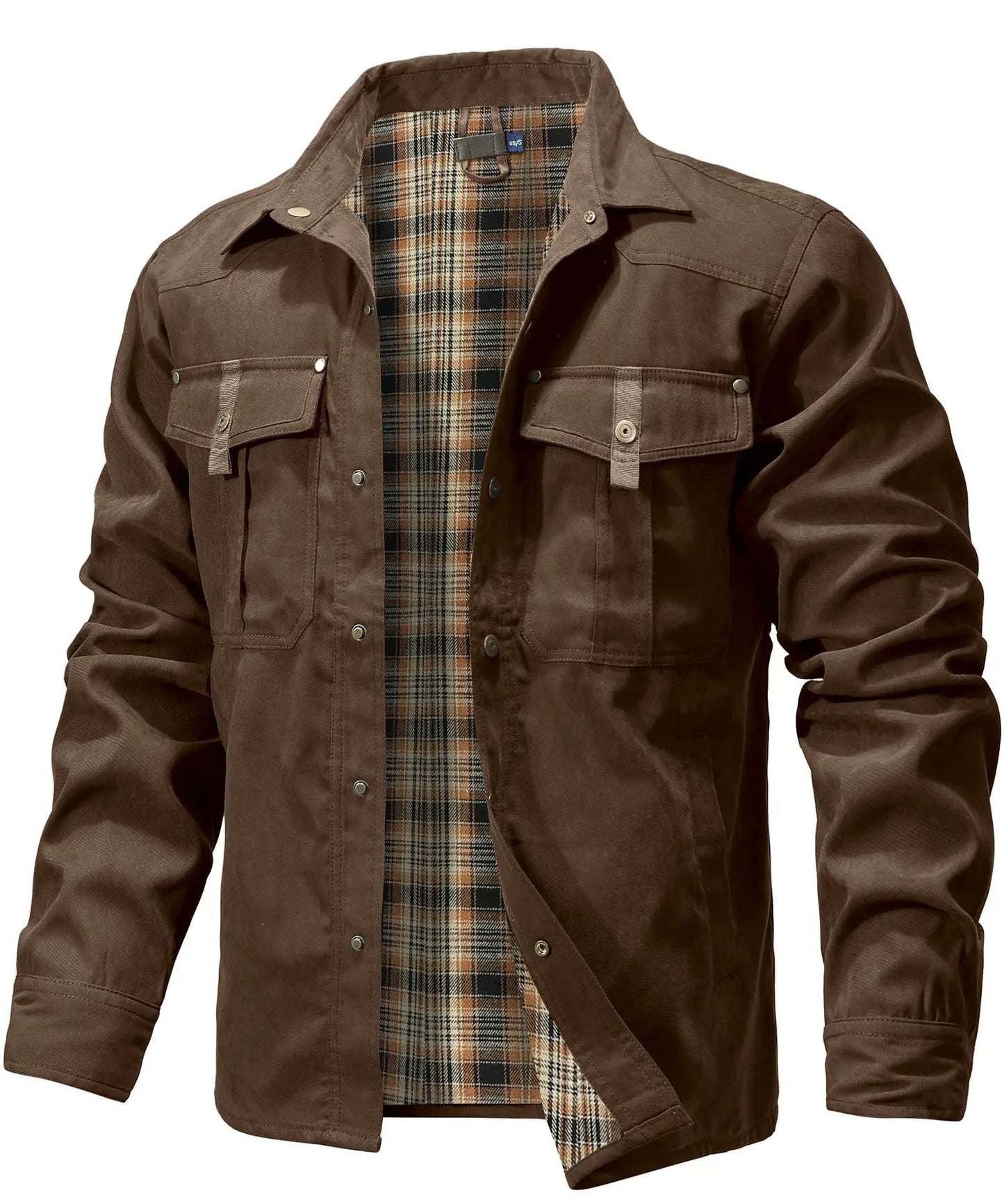 Flannel Lined Plaid Button-Up Jacket
