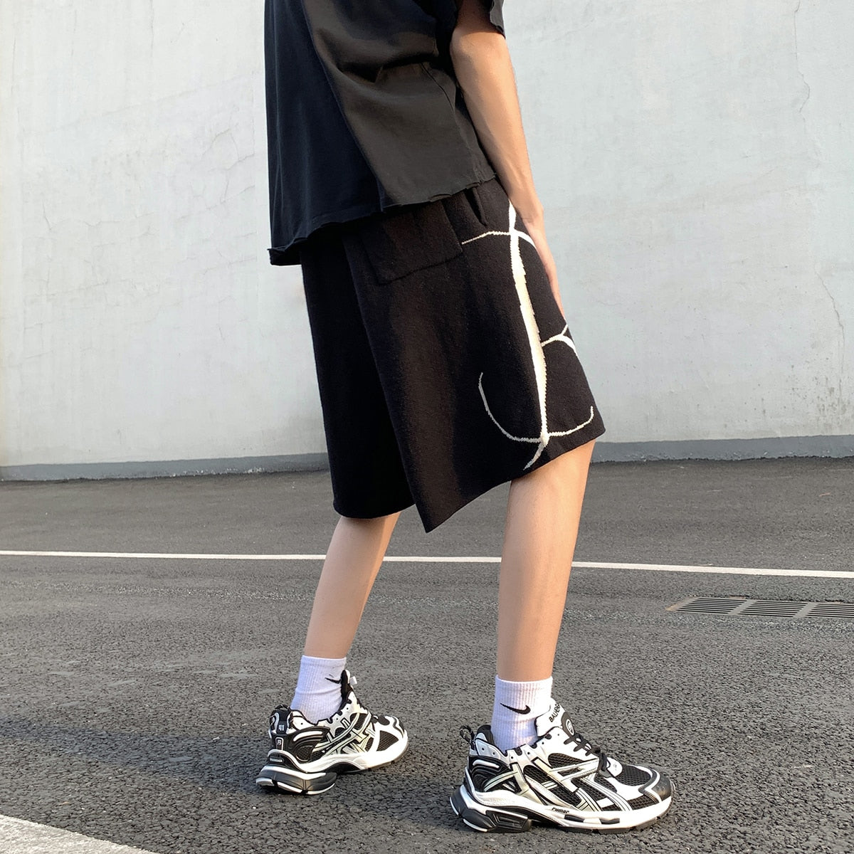 Letter Foam Y2K Knee Length Shorts