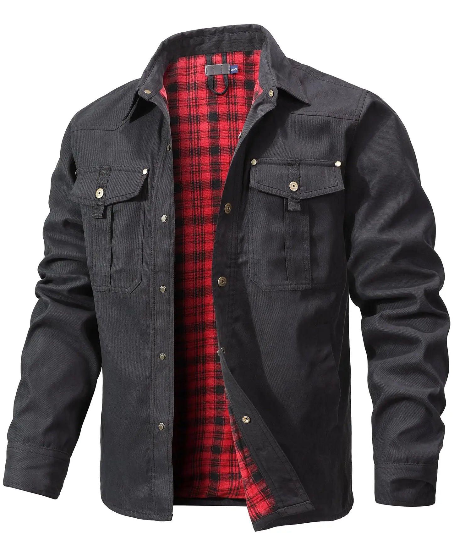 Flannel Lined Plaid Button-Up Jacket