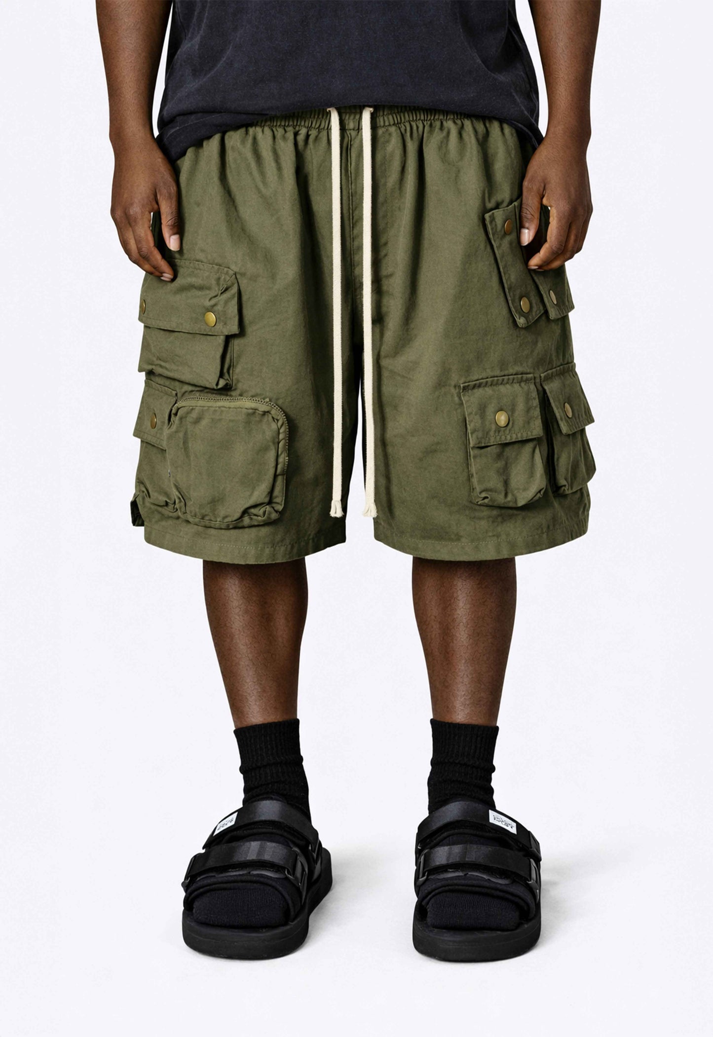 OLIVE MULTI CARGO SHORTS