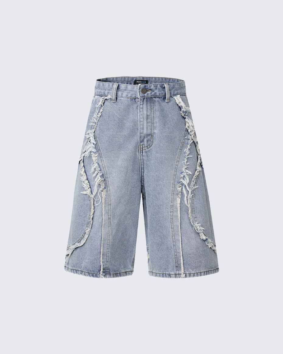 Vintage Loose Distressed Denim Shorts