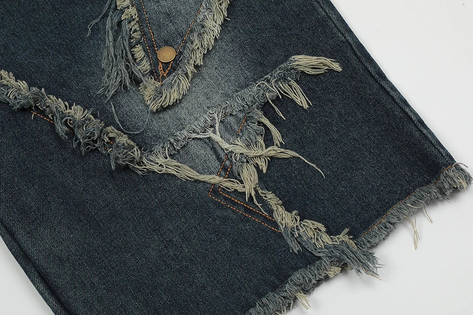Blue Denim Tassel Star Shorts