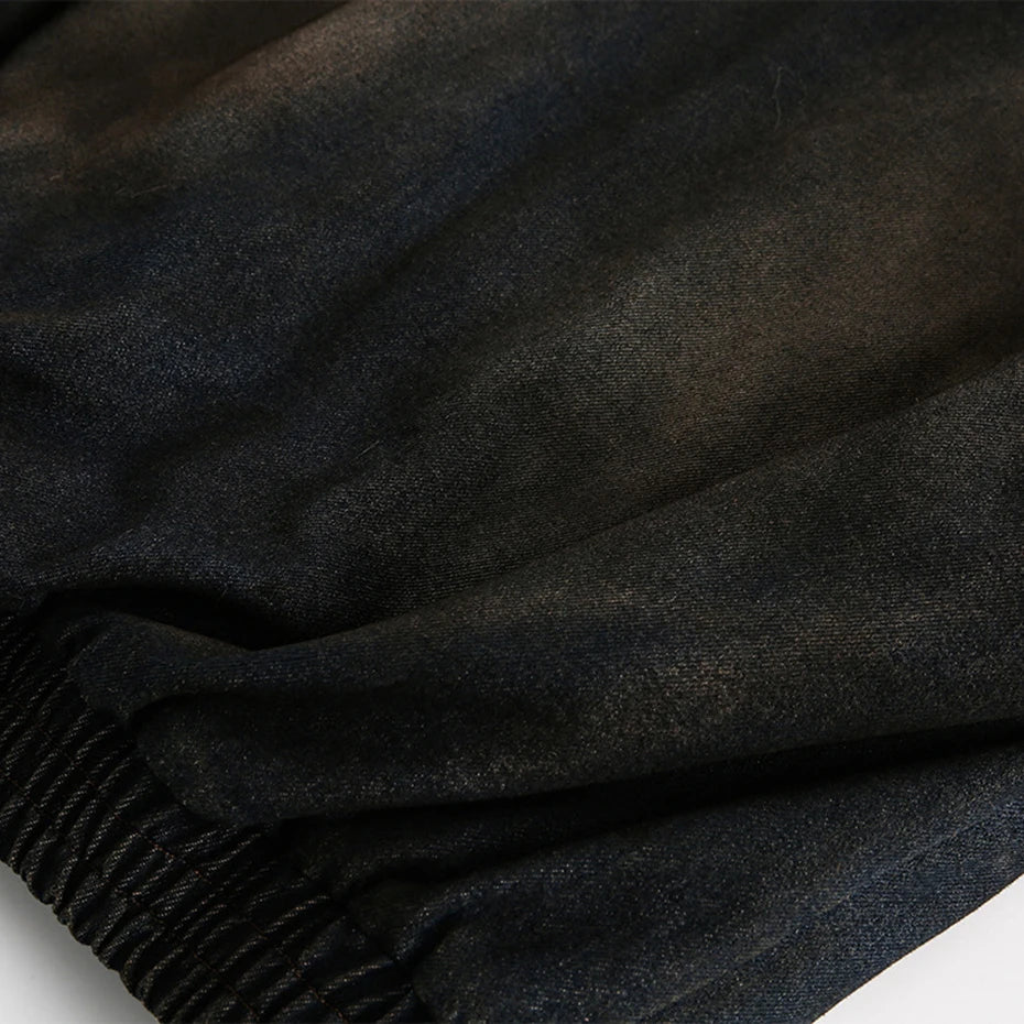 Coal Black Washed Fur Hooded Jacket