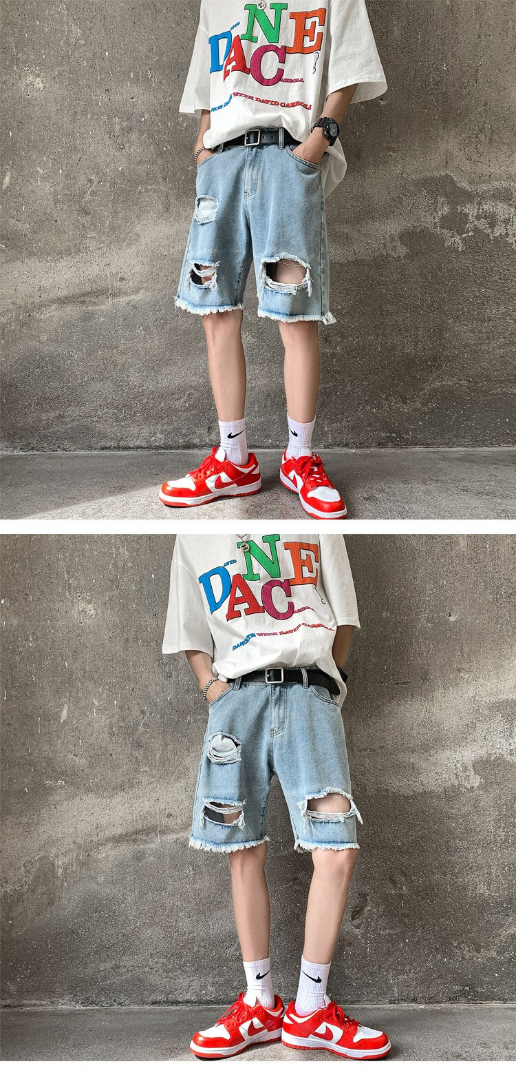 Denim Ripped Jeans Shorts