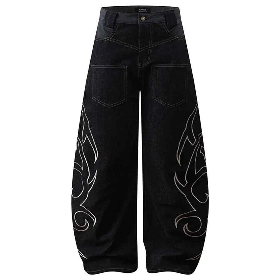 Embroidery 'Arch' Baggy Jeans