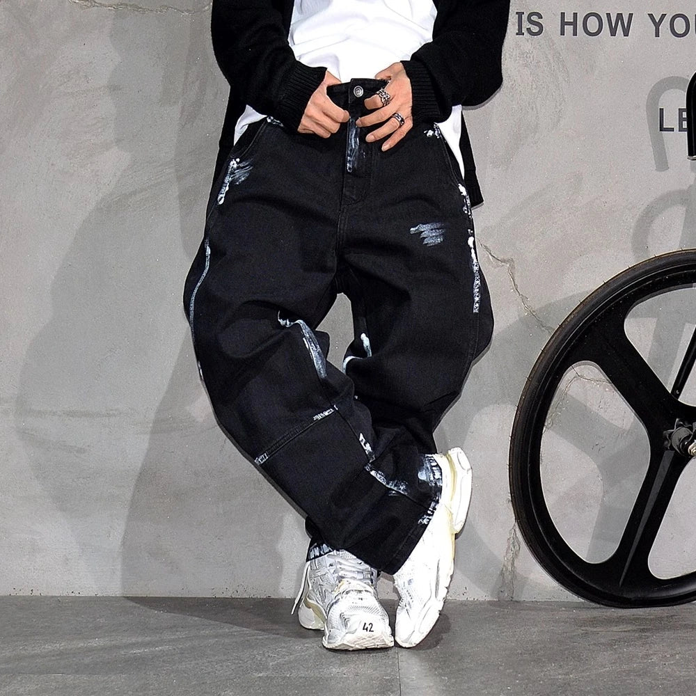 Ebony Black Splash Paint Style Pants