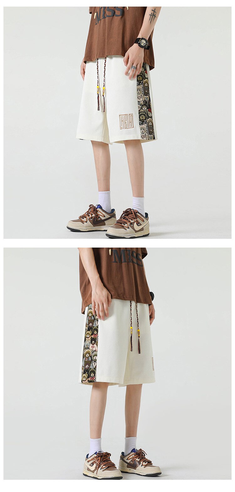 Kawaii Bear Side Patch Baggy Shorts